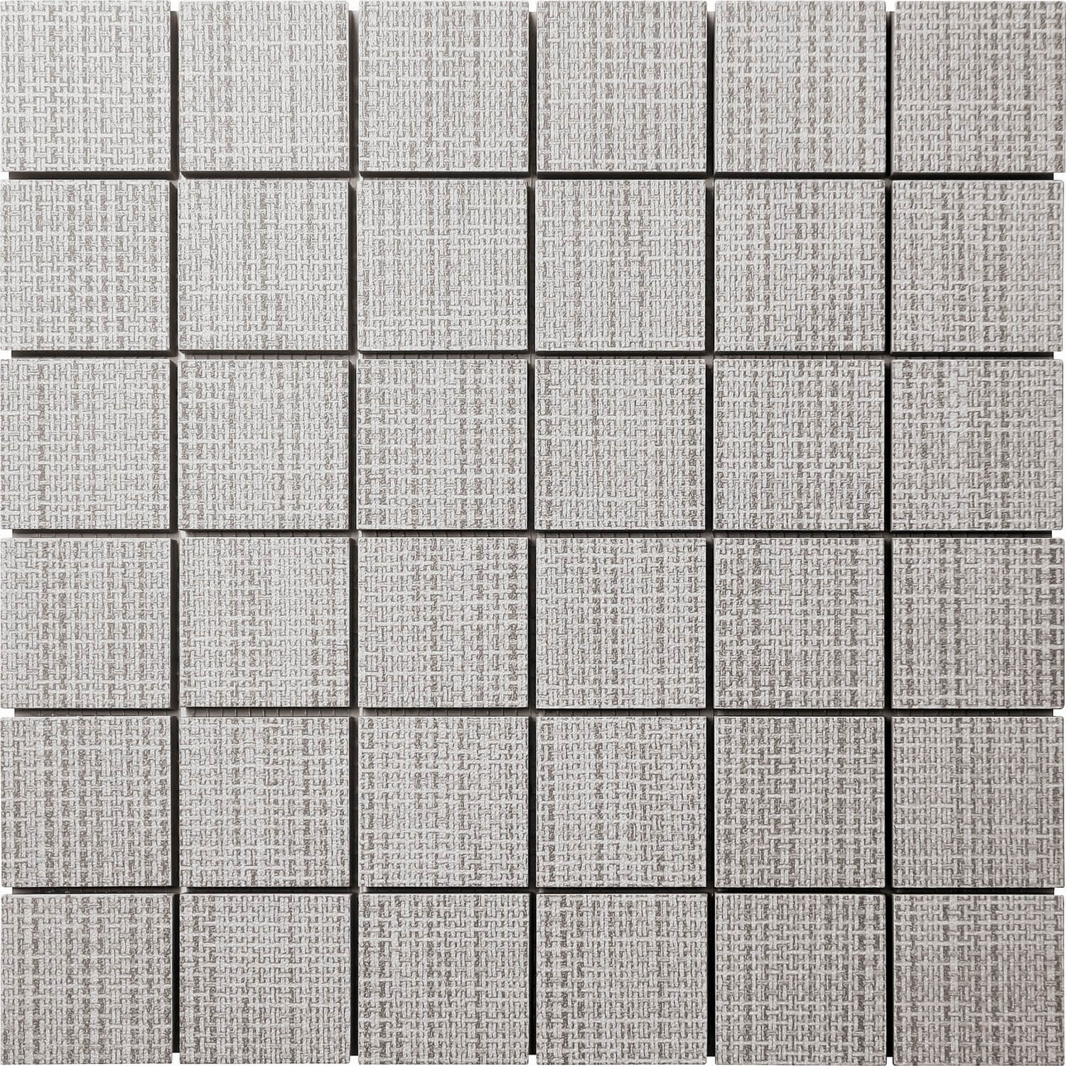 Sky Gray Fabric Look 12x12 Porcelain Tile with 2” Squares Pattern