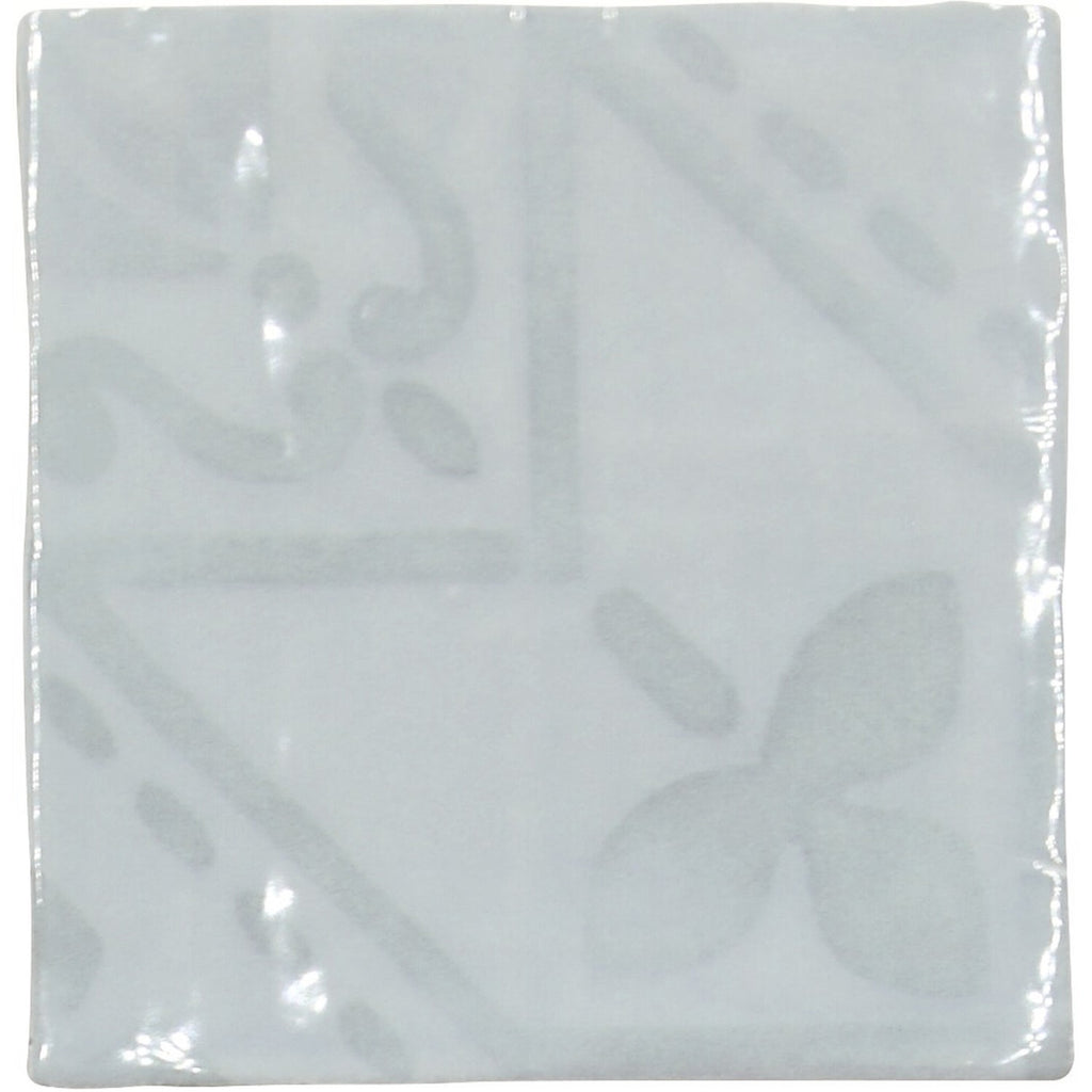 Azulejo Deco 5 x 5 Tile in Glossy Sky Blue Ceramic