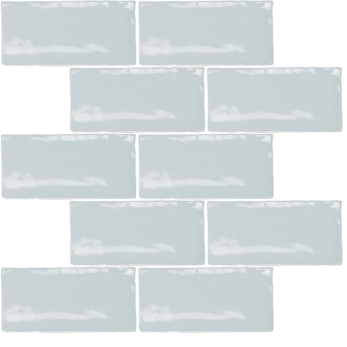 Glossy Sky Blue Ceramic 2.5x5" Subway Mosaic Tile Backsplash