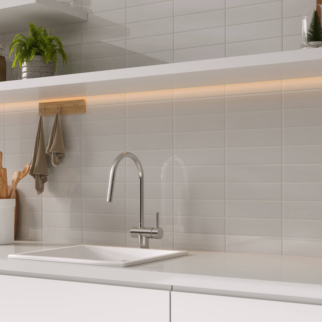 Glazed Ceramic 3 x 10 Subway Wall Tile in Slate Beige