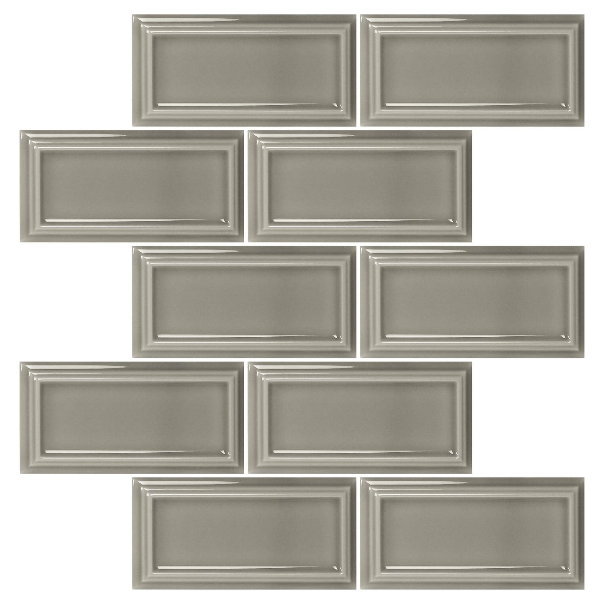 Smoke Gray Ceramic Beveled Edge Subway Tile - TileBuys