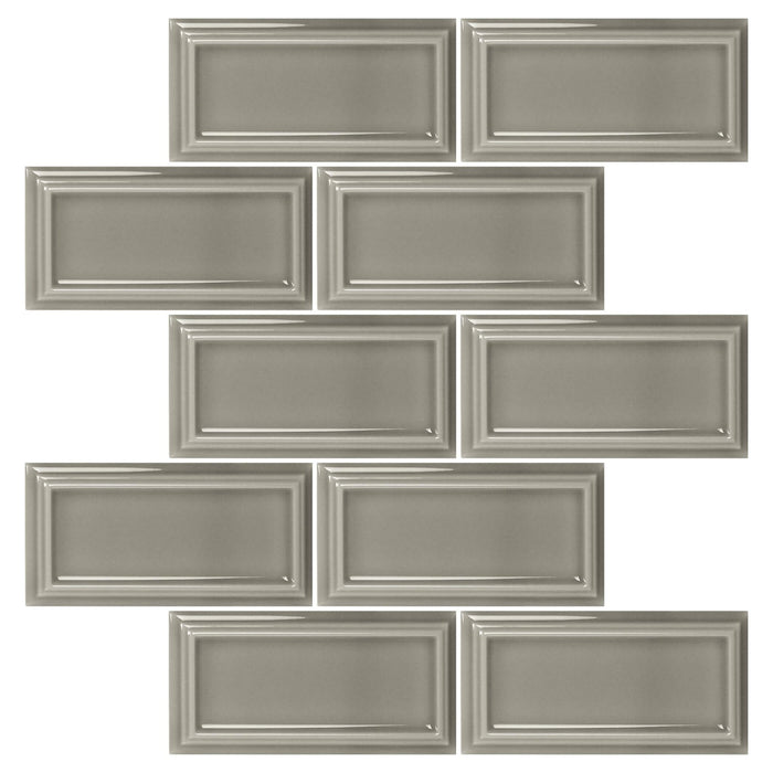 Smoke Gray Ceramic Beveled Edge Subway Tile - TileBuys
