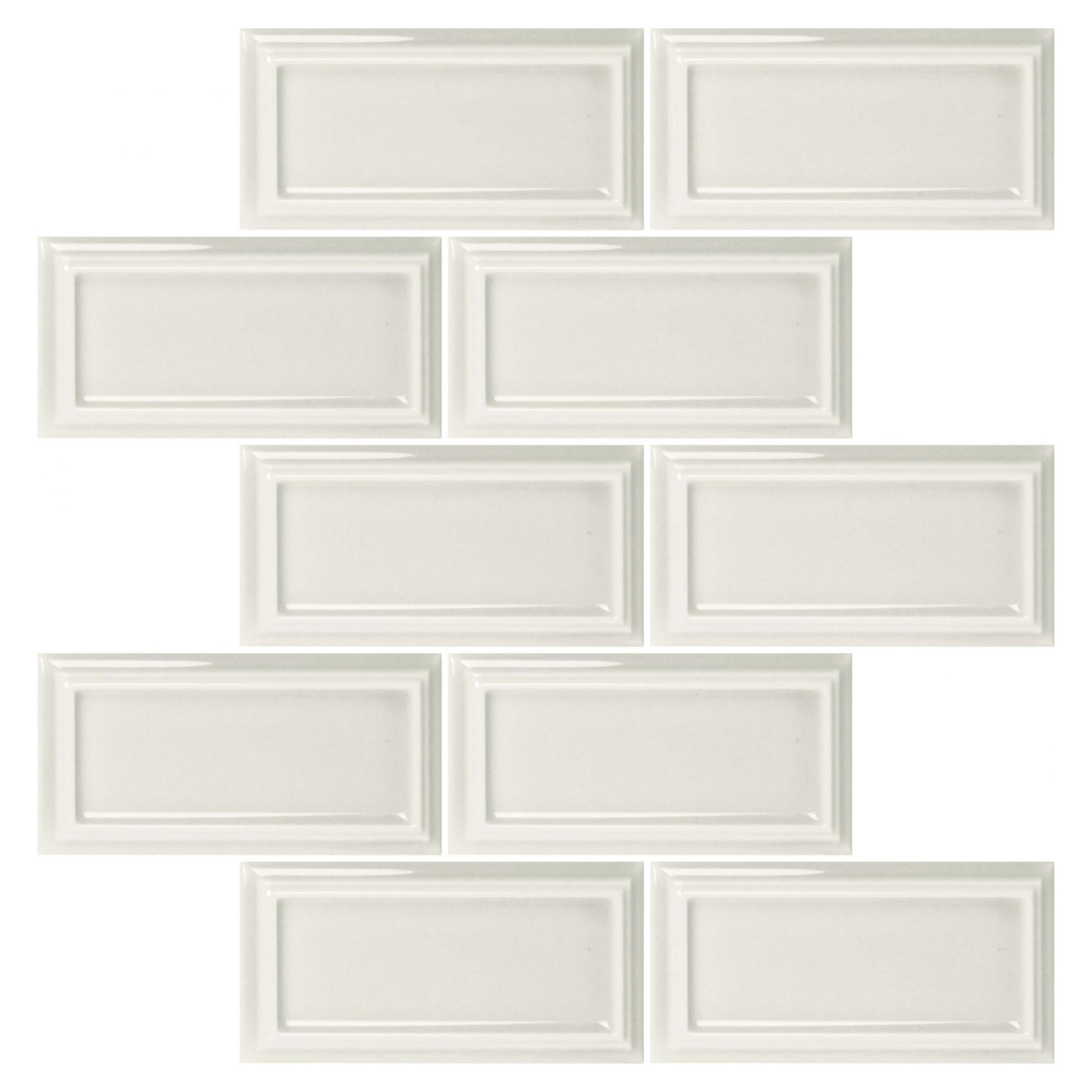 Snow White Ceramic Beveled Edge Subway Tile - TileBuys