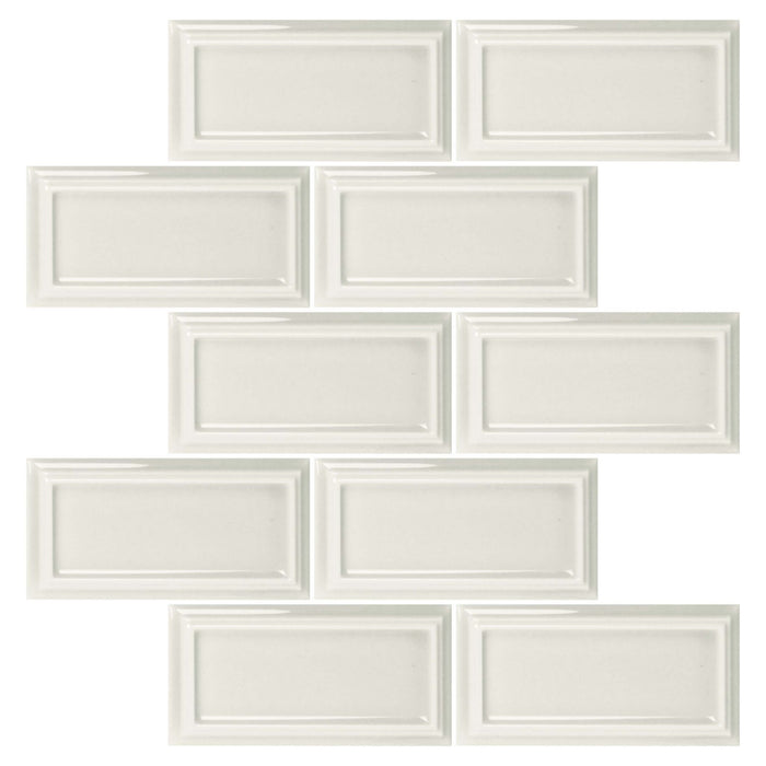 Snow White Ceramic Beveled Edge Subway Tile - TileBuys