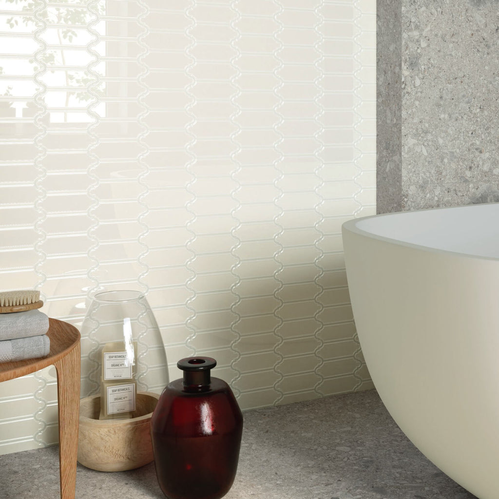 Snow White Ceramic Linterna Mosaic Tile - TileBuys