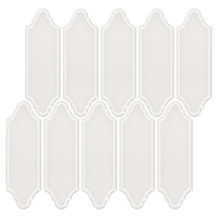 Snow White Ceramic Linterna Mosaic Tile - TileBuys