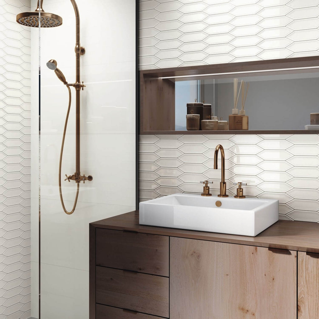 Snow White Ceramic Picket Tile Southampton - TileBuys