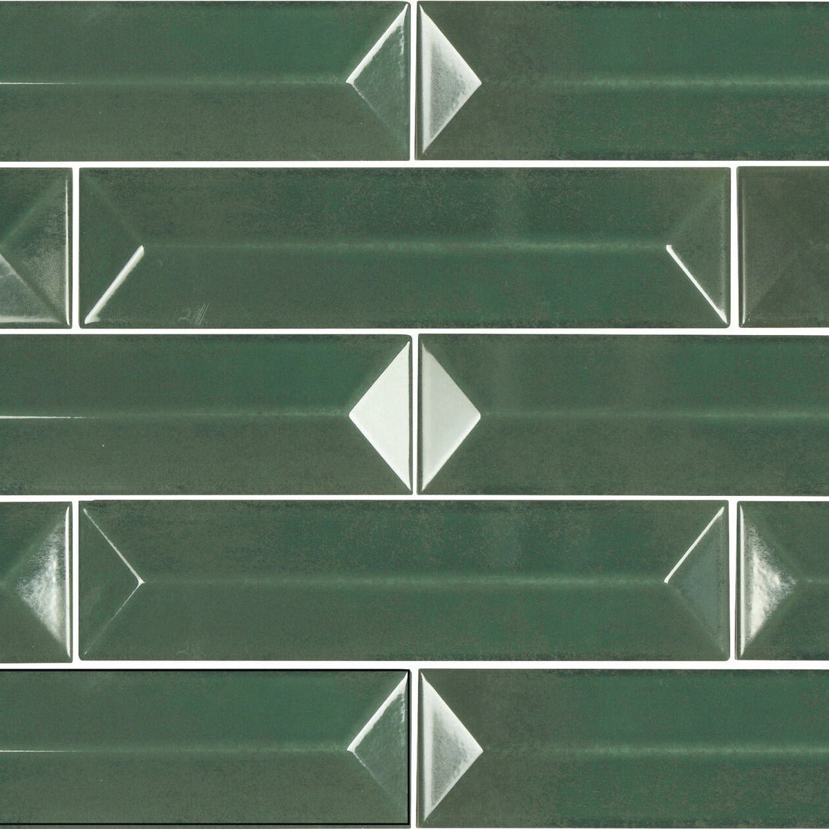 Spectrum Ceramic 3D 3x12 Subway Tile in Glossy Palm Green - TileBuys