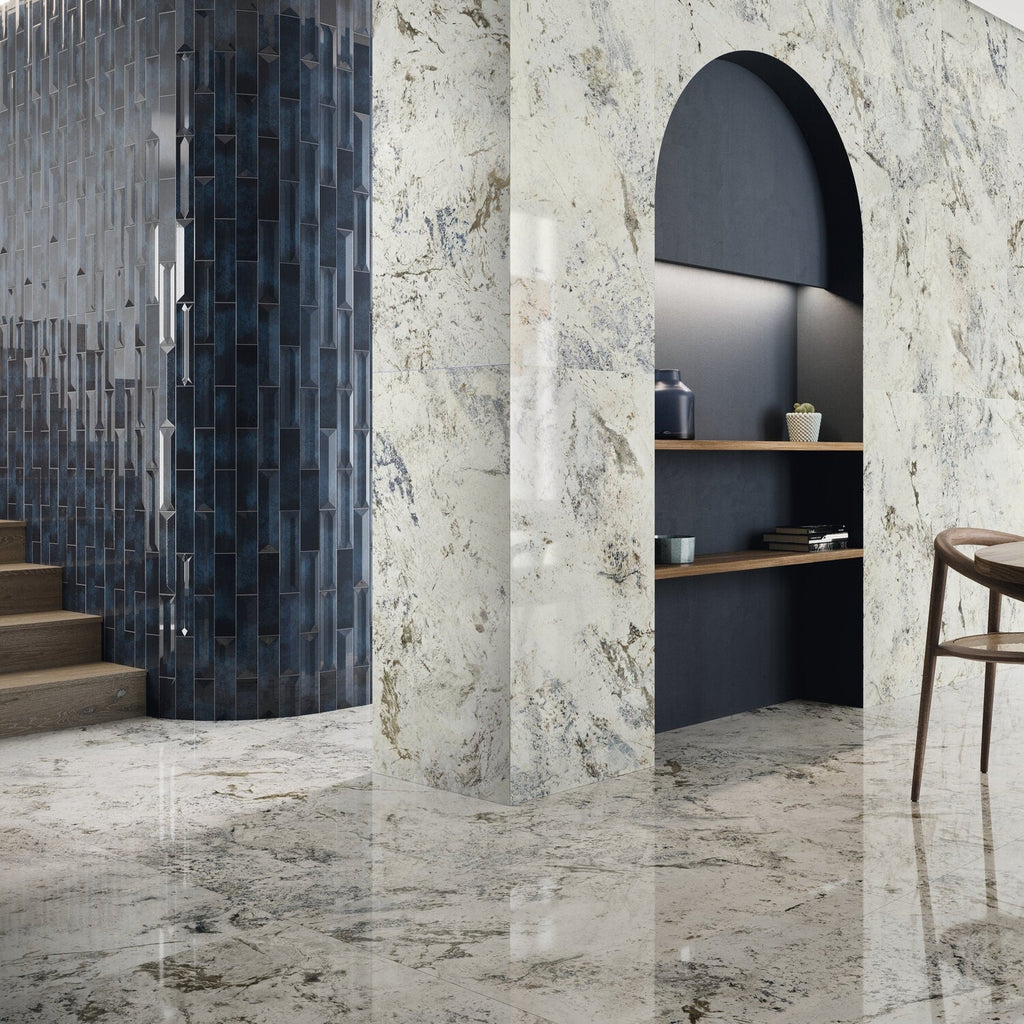 Spectrum Ceramic 3D 3x12 Subway Tile in Glossy River Blue - TileBuys