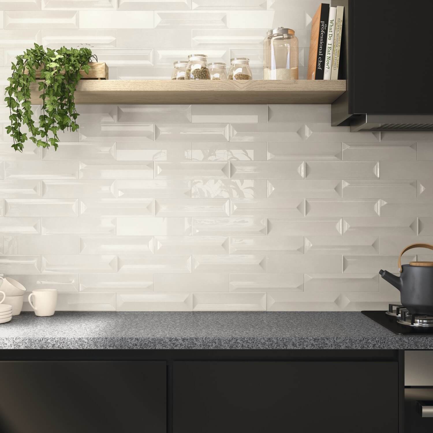 Spectrum Ceramic 3D 3x12 Subway Tile in Glossy Wind Gray - TileBuys