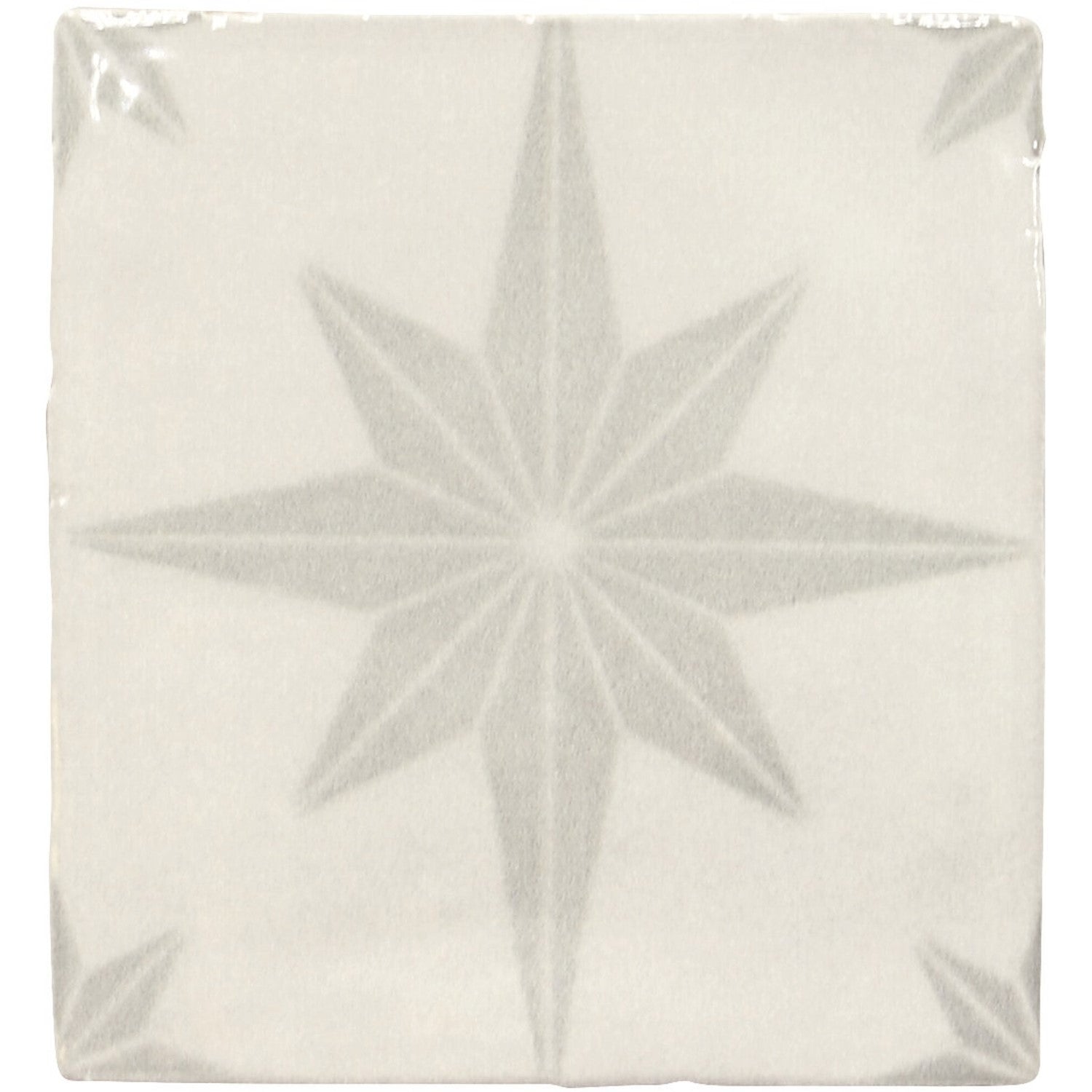 Starburst Deco 5 x 5 Tile in Glossy Light Gray Ceramic - TileBuys
