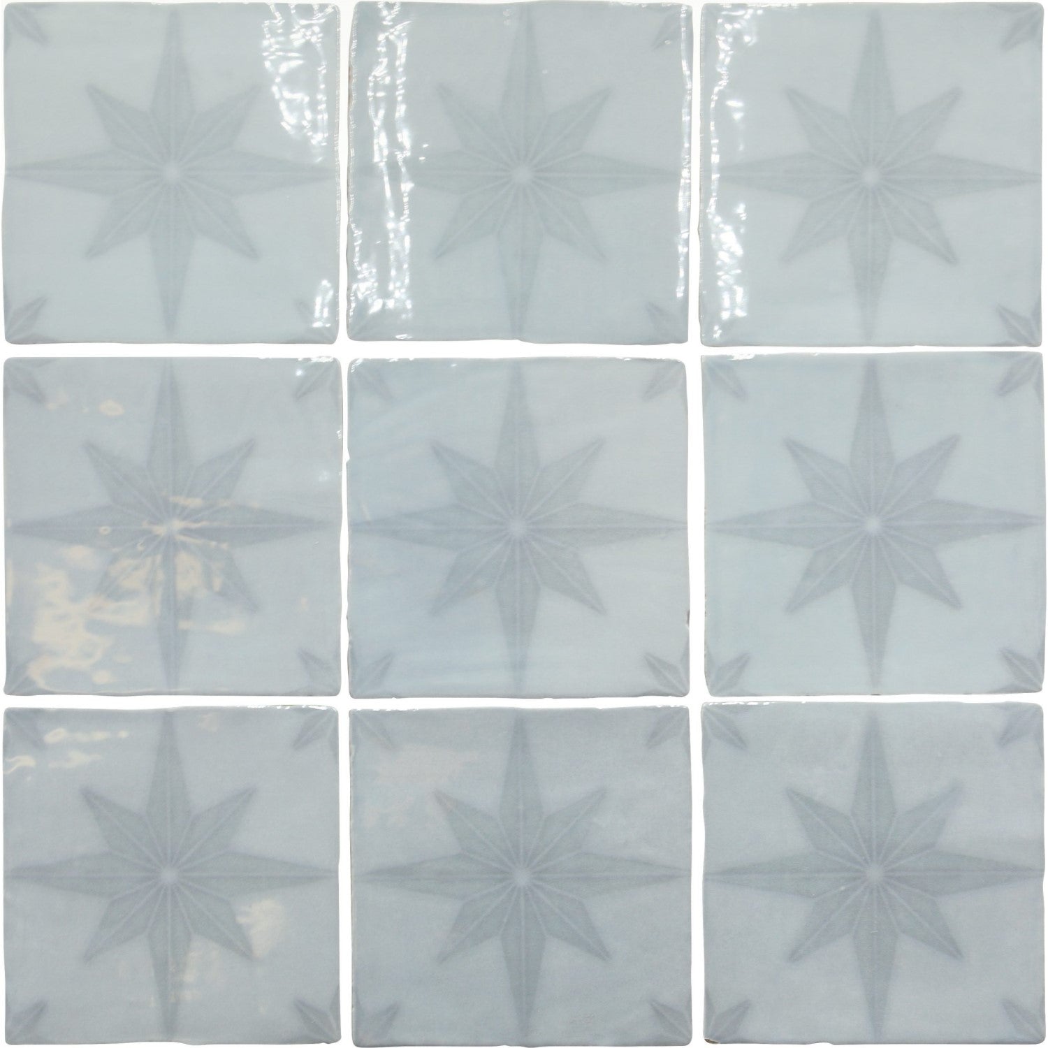 Starburst Deco 5 x 5 Tile in Glossy Sky Blue Ceramic - TileBuys