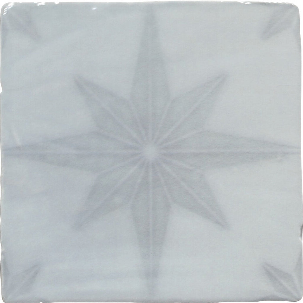 Starburst Deco 5 x 5 Tile in Glossy Sky Blue Ceramic - TileBuys
