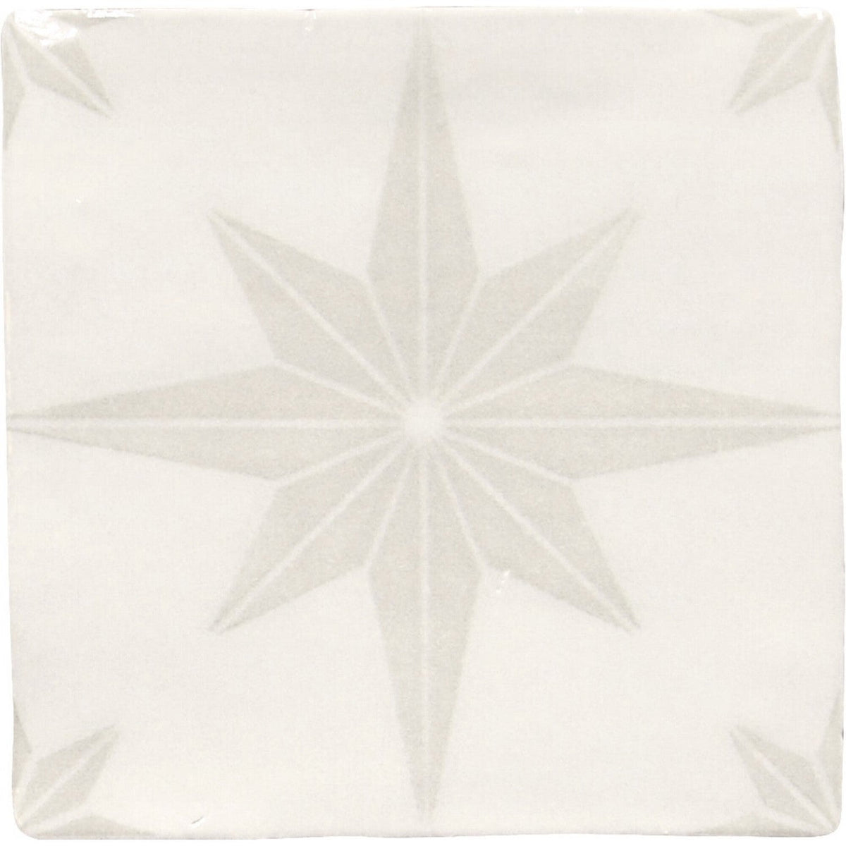 Starburst Deco 5 x 5 Tile in Glossy White Ceramic - TileBuys