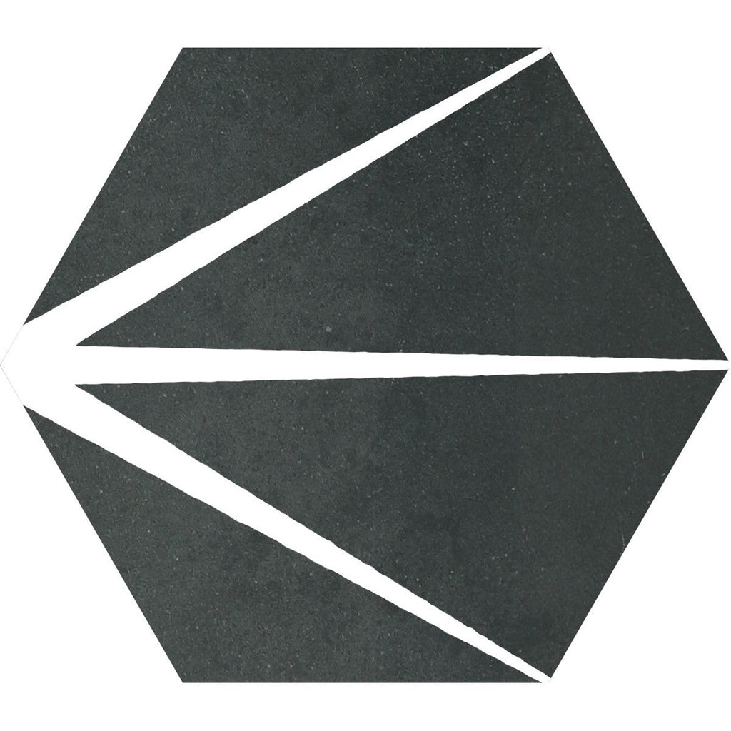 Starburst Pattern Hexagon Porcelain Tiles in Black - TileBuys
