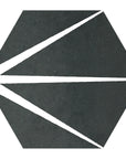 Starburst Pattern Hexagon Porcelain Tiles in Black - TileBuys