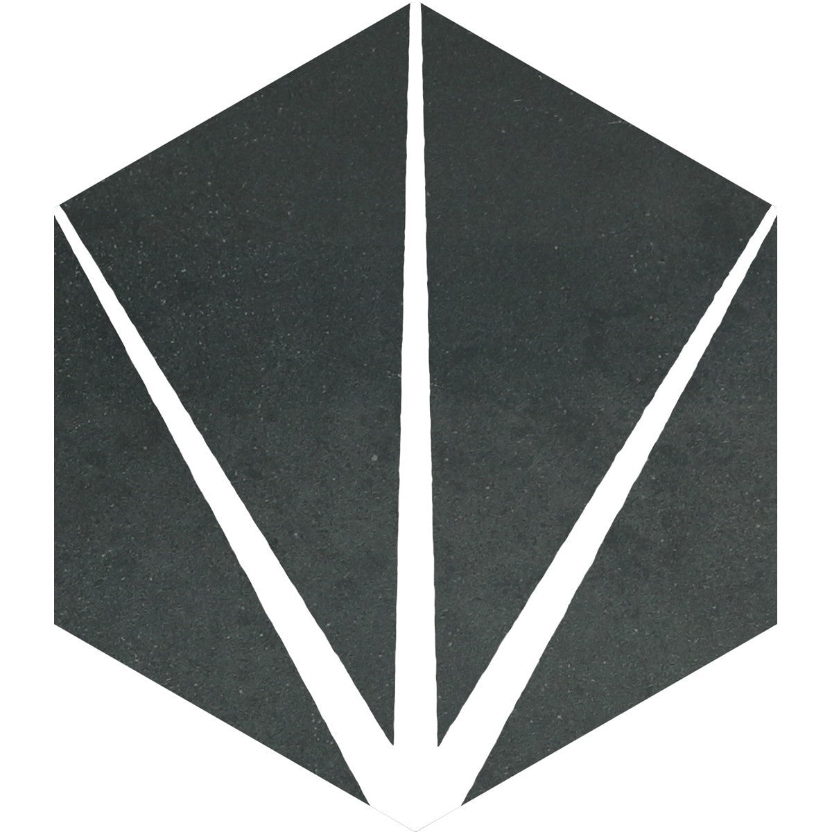 Starburst Pattern Hexagon Porcelain Tiles in Black - TileBuys