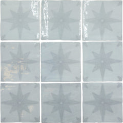 Starburst Deco 5 x 5 Tile in Glossy Sky Blue Ceramic
