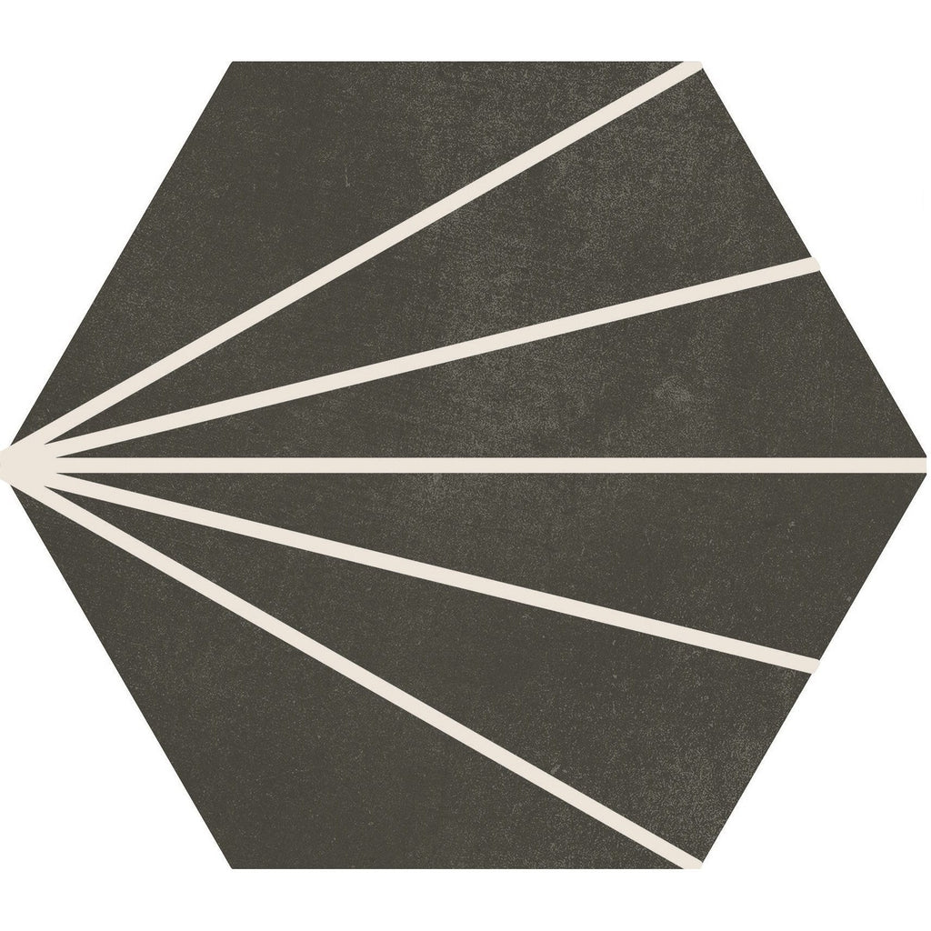Starline Pattern Hexagon Porcelain Tiles in Black - TileBuys