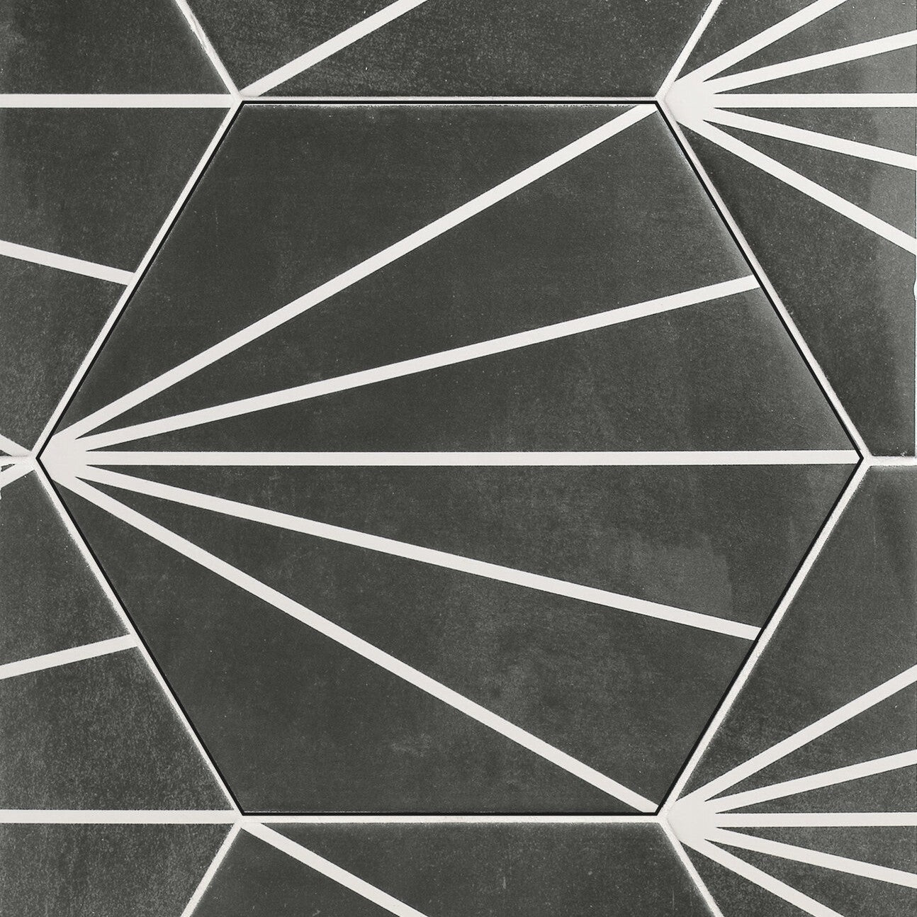 Matte Black Star Line Pattern Porcelain Wall and Floor Tiles