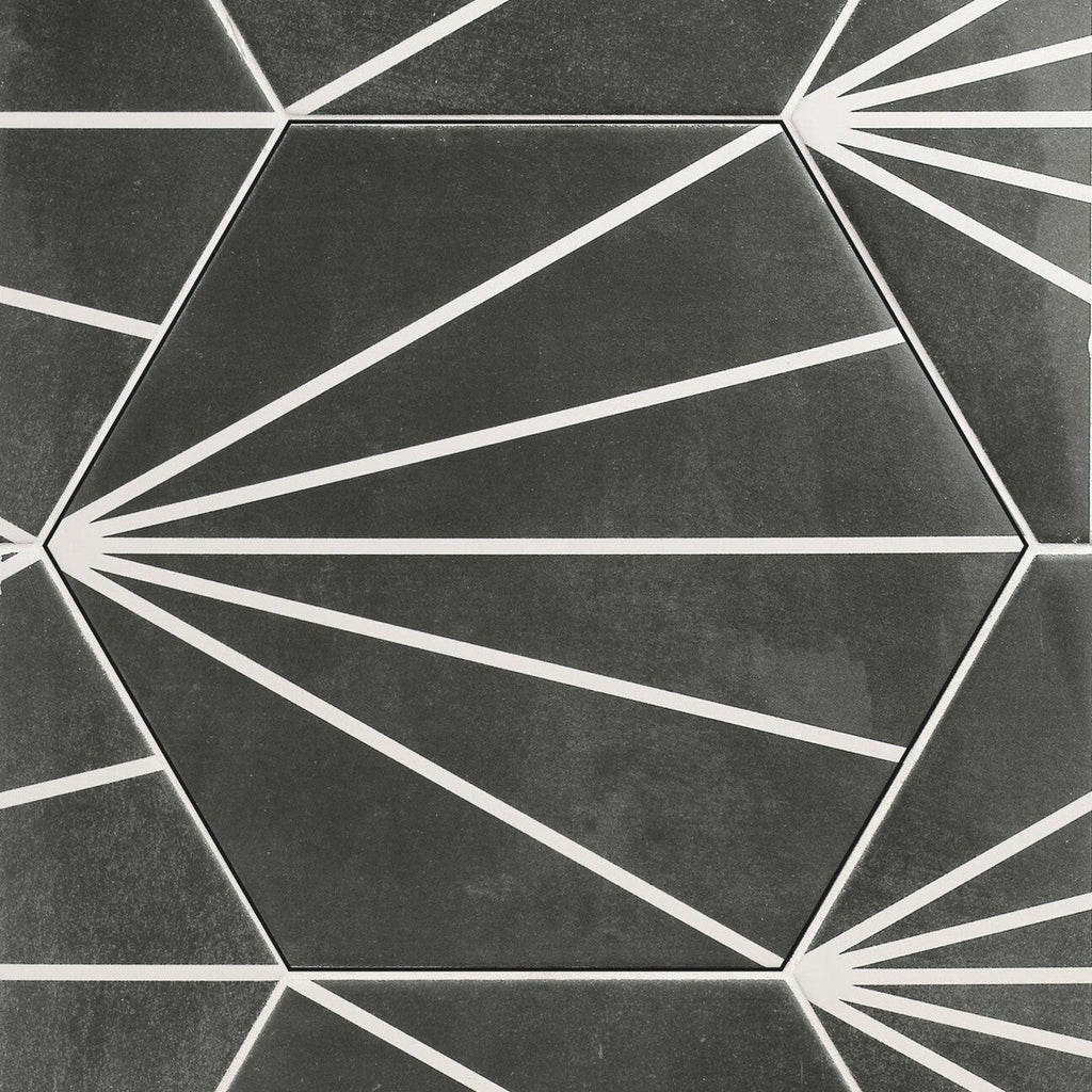 Matte Black Star Line Pattern Porcelain Wall and Floor Tiles
