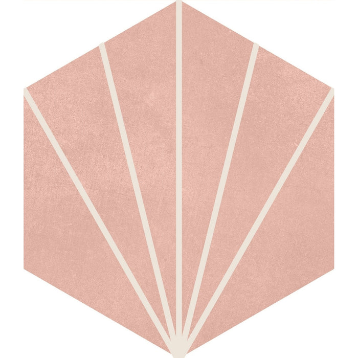 Starline Pattern Hexagon Porcelain Tiles in Blush Pink - TileBuys