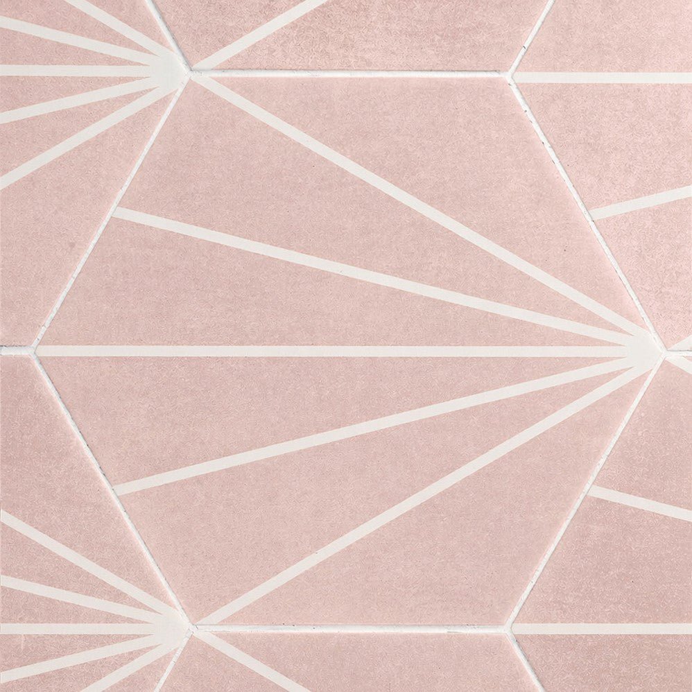 Starline Pattern Blush Pink Porcelain Hexagon Tile