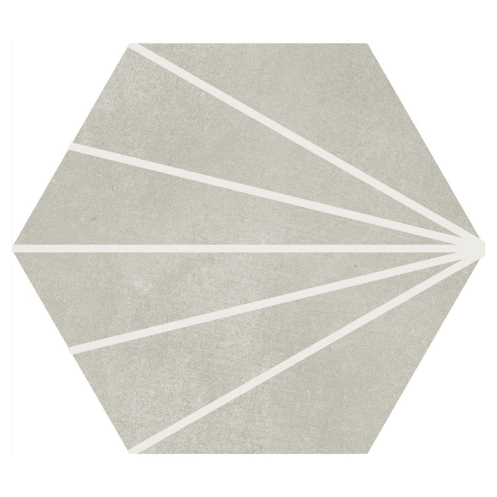 Matte Gray Hexagon Star Line Patterned Porcelain Tile