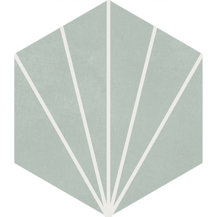 Starline Pattern Hexagon Porcelain Tiles in Gray Green - TileBuys