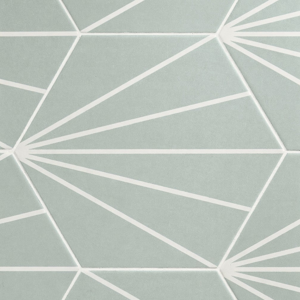 Matte Green Starline Pattern Porcelain Hexagon Tiles