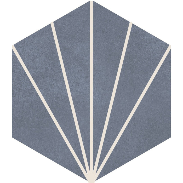 Starline Pattern Hexagon Porcelain Tiles in Sapphire Blue - TileBuys
