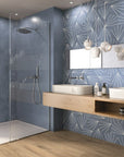 Starline Pattern Hexagon Porcelain Tiles in Sapphire Blue - TileBuys