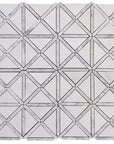 Thassos and Carrara Marble X Pattern Square Mosaic Tile