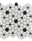 Black and White Hex Flower Mosaic Tile