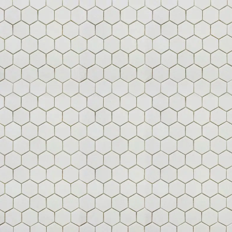 White Thassos Marble Mosaic Tile - 2" Hexagons