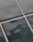 Closeup of Turquoise 2x8 Ceramic Subway Wall Tiles