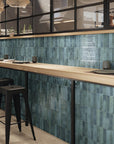 Turquoise 2x8 Subway Tile Accent Wall