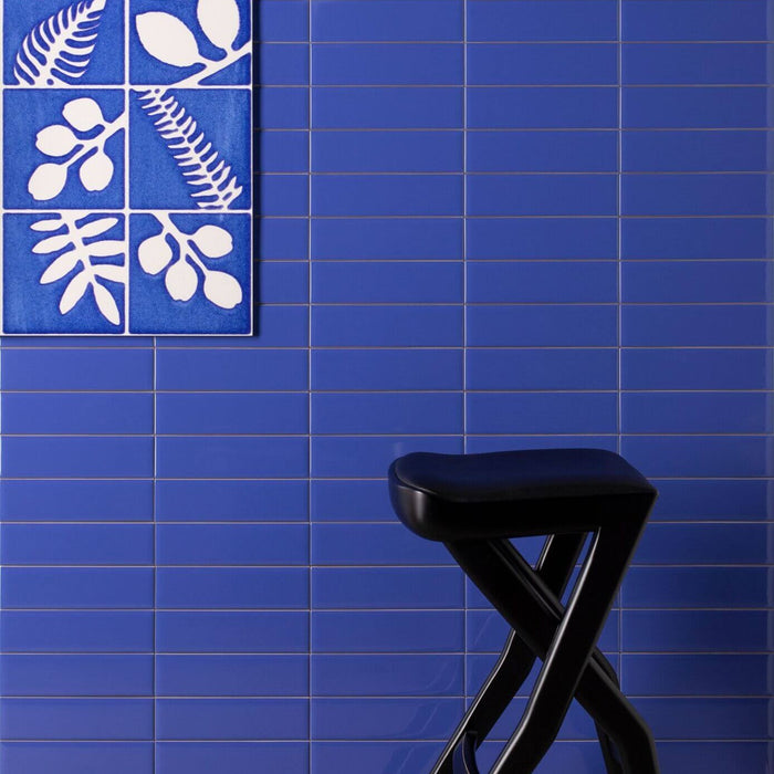Glossy Ceramic 3 x 10 Subway Wall Tile in Ultramarine Blue