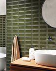 Victorian Olive Green Ceramic Beveled Edge Subway Tile - TileBuys