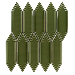 Victorian Olive Green Ceramic Picket Tile Backsplash Southampton - TileBuys