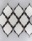 Closeup of Silver Glass Droplet Pattern Mosaic Tile