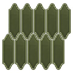 Glossy Victorian Olive Green Ceramic Linterna Mosaic Tile
