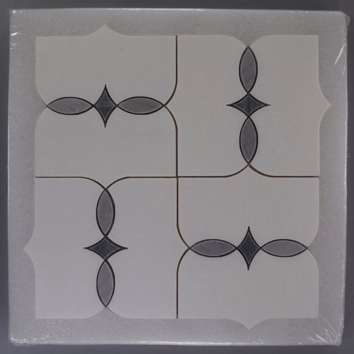 Villa Deco Tile in White Thassos &amp; Palissandro Blue Marble | TileBuys