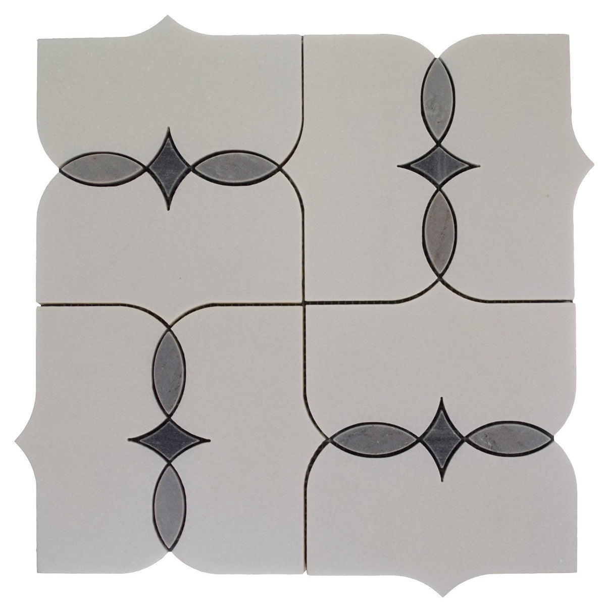 Villa Deco Tile in White Thassos &amp; Palissandro Blue Marble | TileBuys