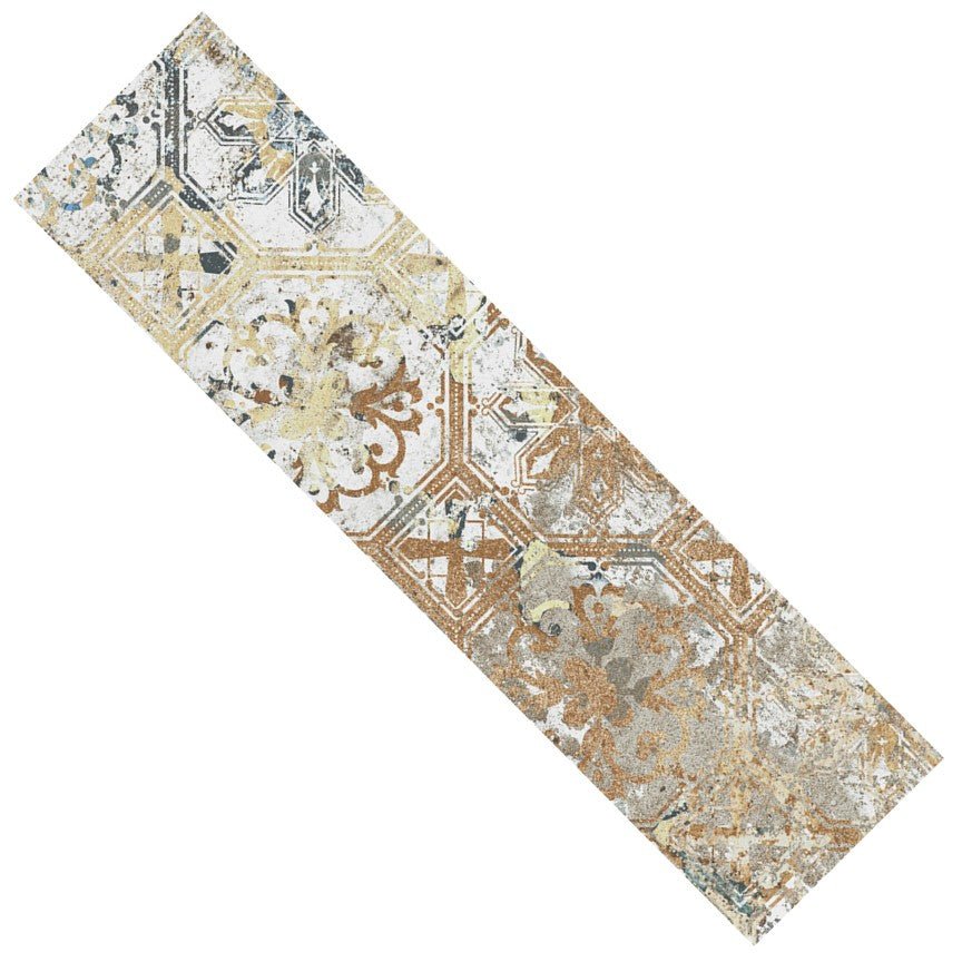 Vintage Blue & Rust Red Carpet Look 3x12 Ceramic Subway Wall Tile - TileBuys