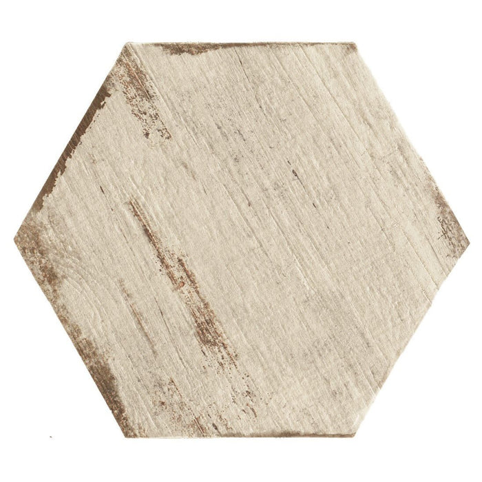 Vintage White Distressed Wood Look 14x16 Hexagon Porcelain Tile - TileBuys
