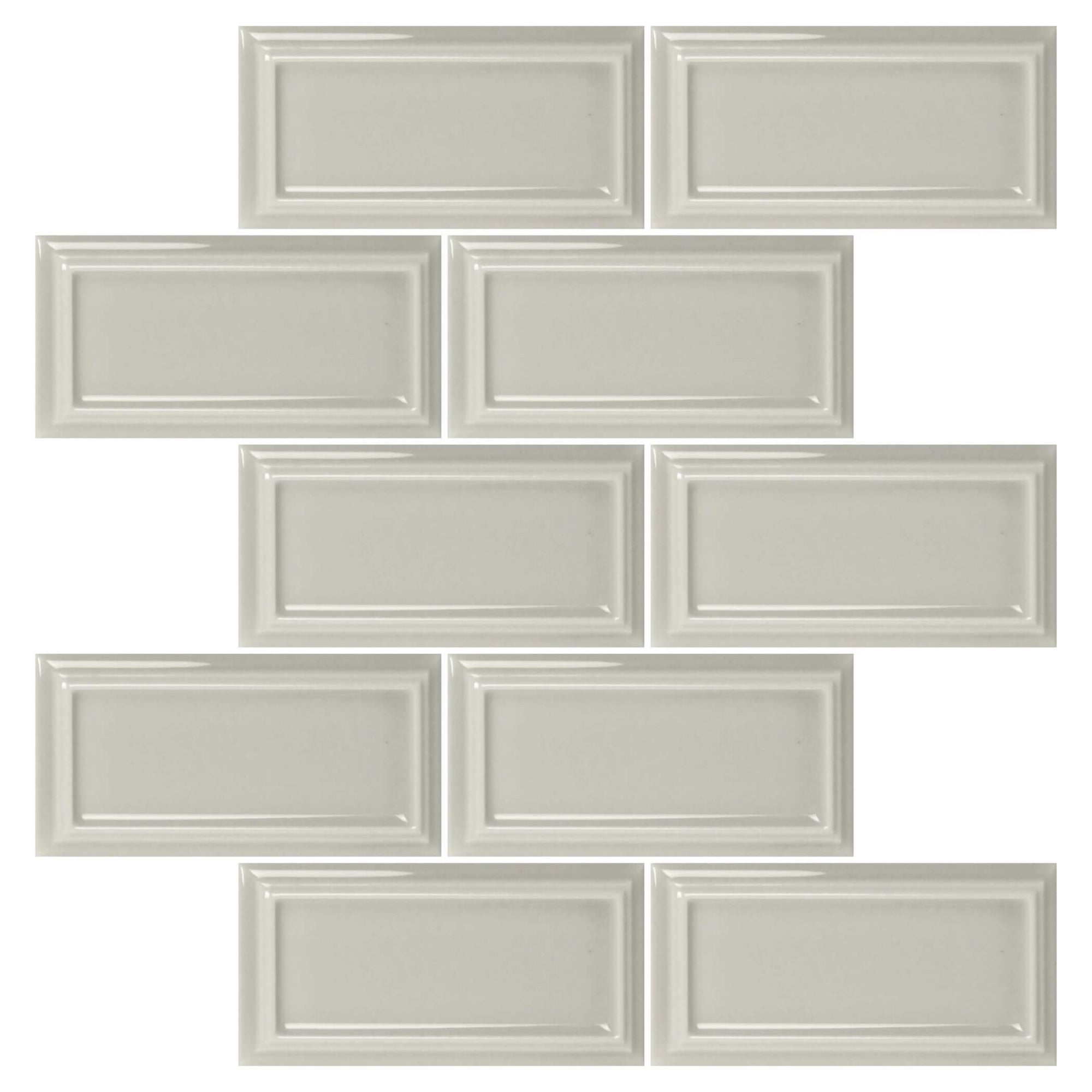 Warm Gray Ceramic Beveled Edge Subway Tile - TileBuys