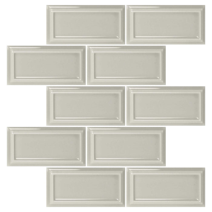 Warm Gray Ceramic Beveled Edge Subway Tile - TileBuys