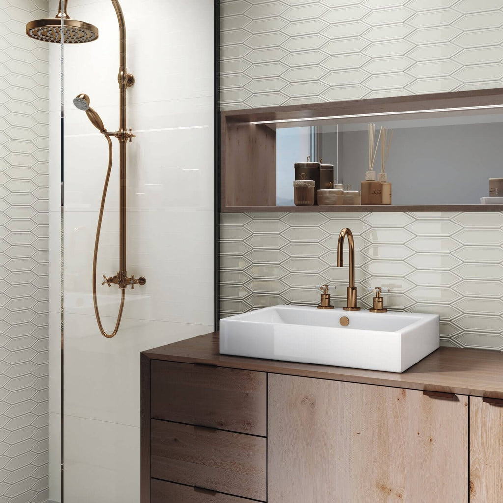 Warm Gray Ceramic Picket Tile Southampton - TileBuys