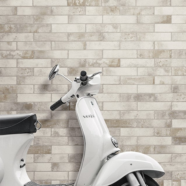 Weathered White Brick Look Subway Porcelain Tile